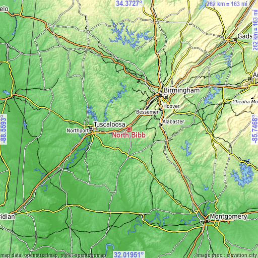 Topographic map of North Bibb