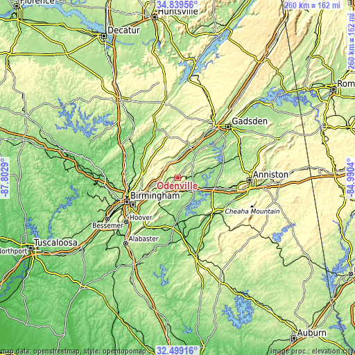 Topographic map of Odenville