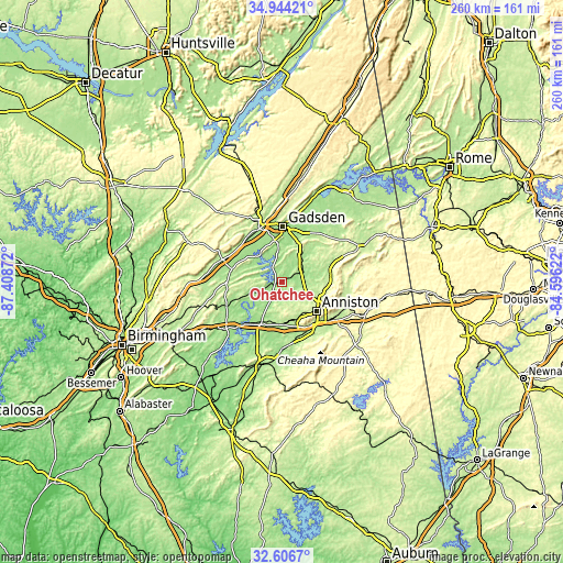 Topographic map of Ohatchee