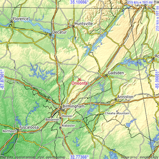 Topographic map of Oneonta