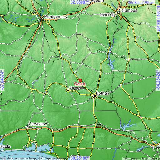 Topographic map of Ozark