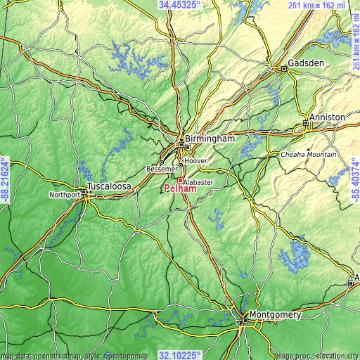 Topographic map of Pelham