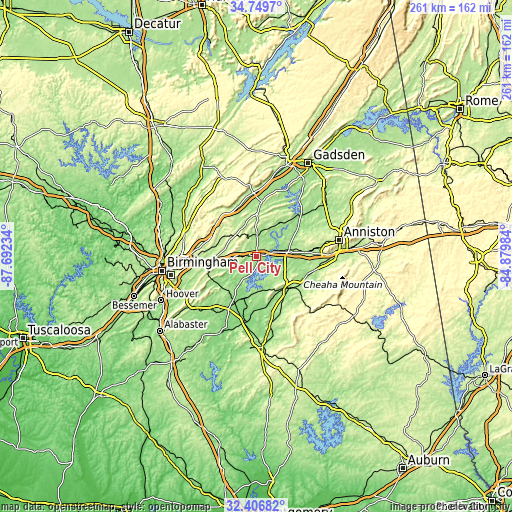 Topographic map of Pell City