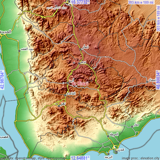 Topographic map of Ar Riḑā’ī