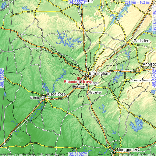 Topographic map of Pleasant Grove