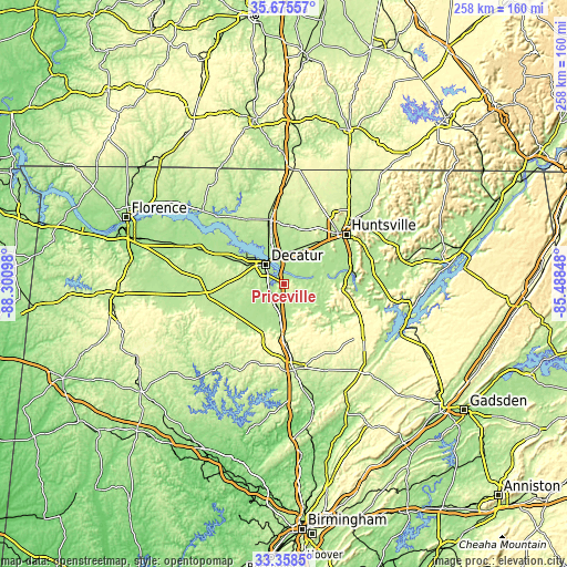 Topographic map of Priceville