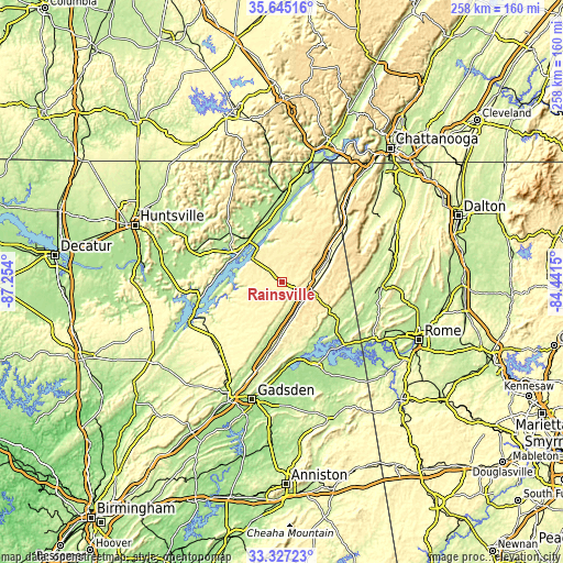 Topographic map of Rainsville