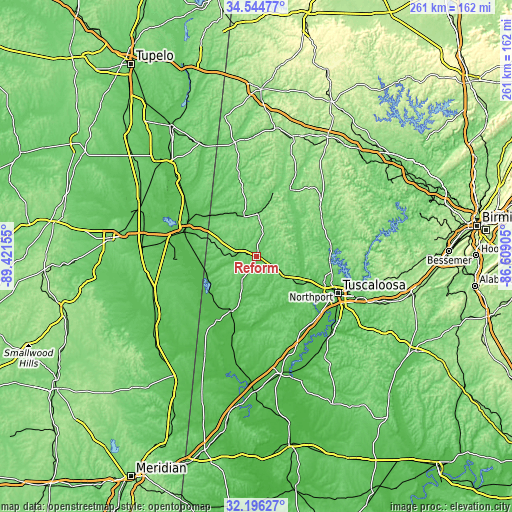 Topographic map of Reform