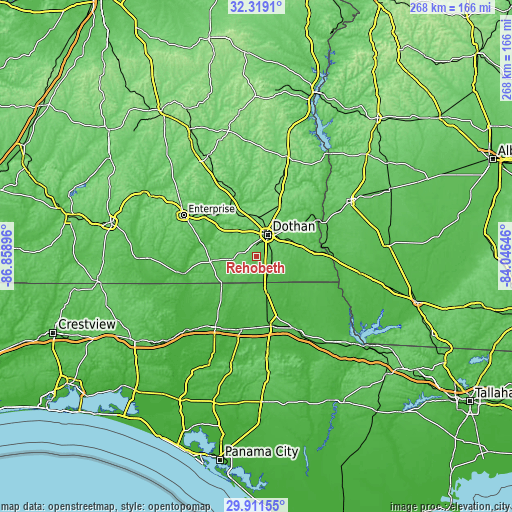 Topographic map of Rehobeth