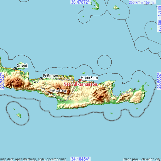 Topographic map of Néa Alikarnassós