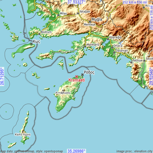 Topographic map of Kremastí