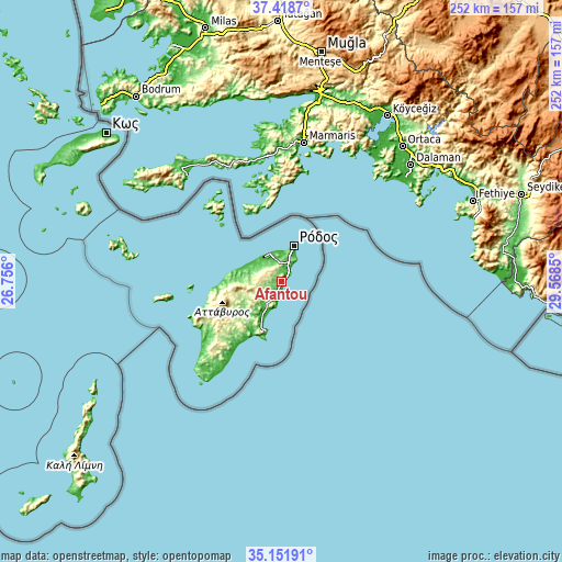 Topographic map of Afántou