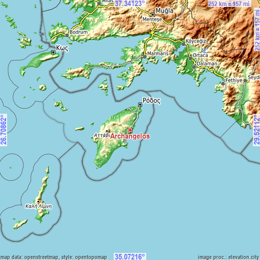 Topographic map of Archángelos