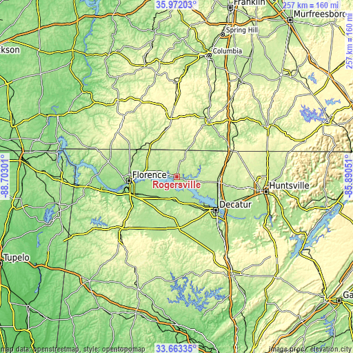 Topographic map of Rogersville