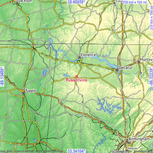 Topographic map of Russellville