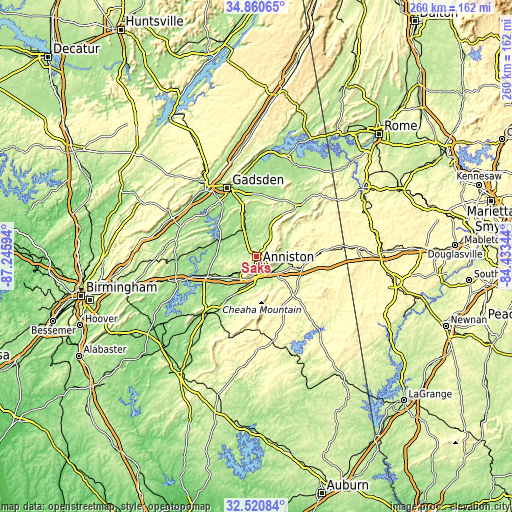 Topographic map of Saks