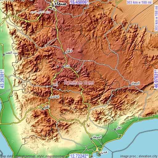 Topographic map of Ḩammām Damt
