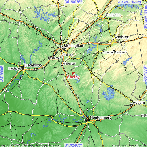 Topographic map of Shelby