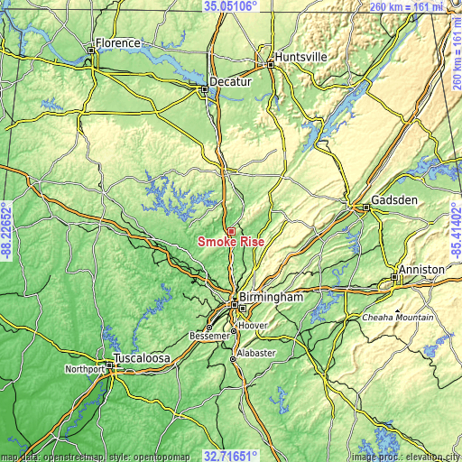 Topographic map of Smoke Rise