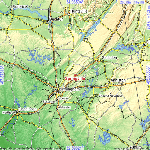 Topographic map of Springville