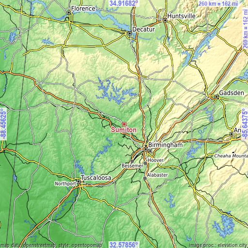 Topographic map of Sumiton