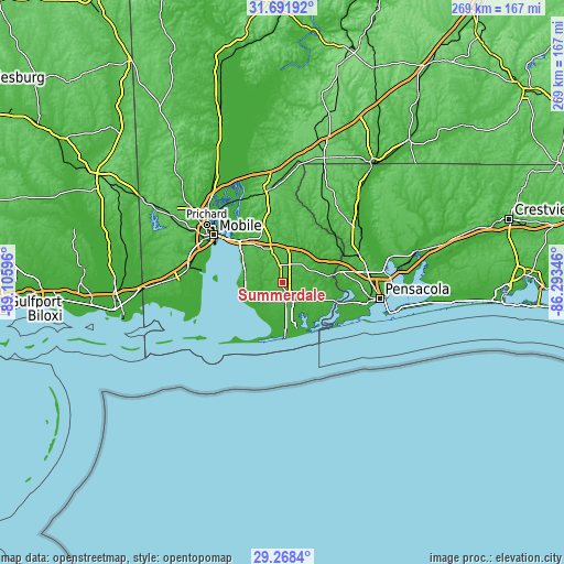 Topographic map of Summerdale