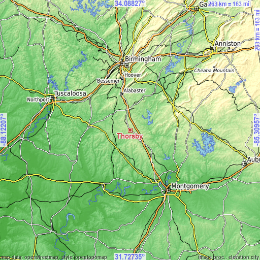 Topographic map of Thorsby