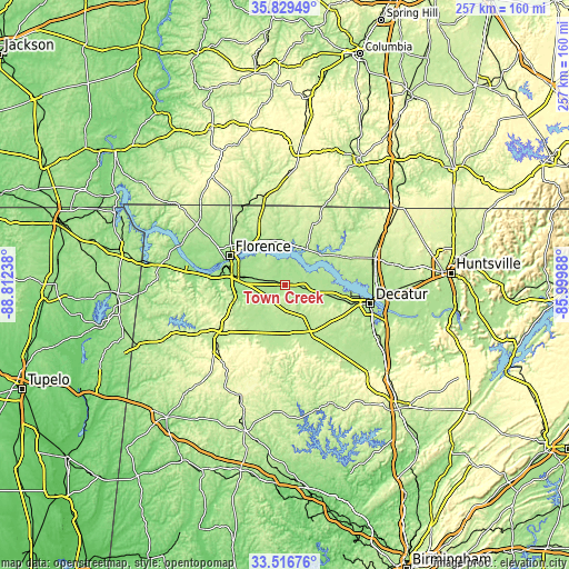 Topographic map of Town Creek