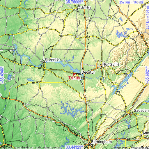 Topographic map of Trinity