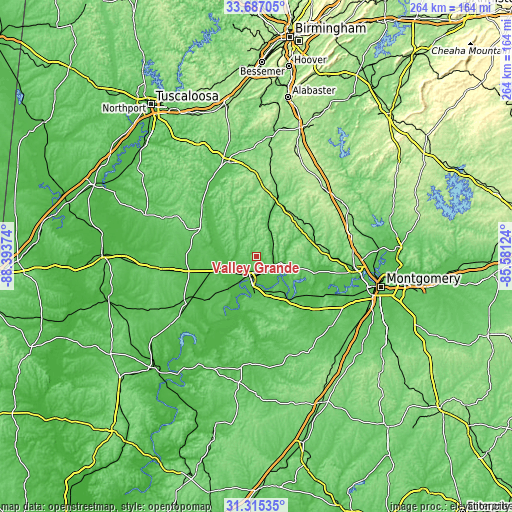 Topographic map of Valley Grande