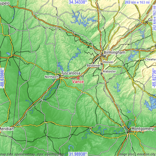 Topographic map of Vance