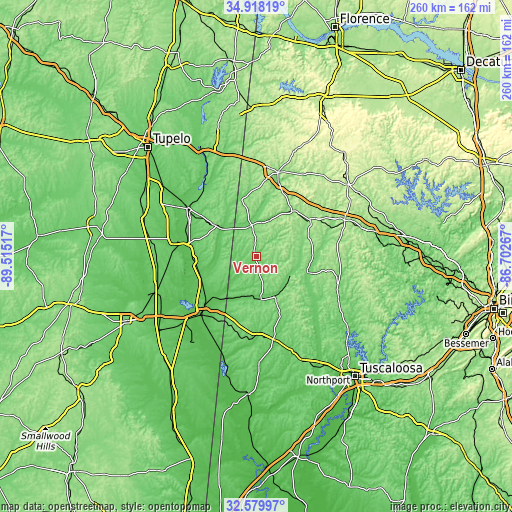 Topographic map of Vernon