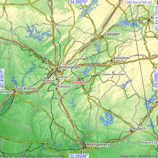 Topographic map of Vincent