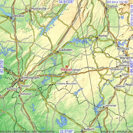 Topographic map of Weaver