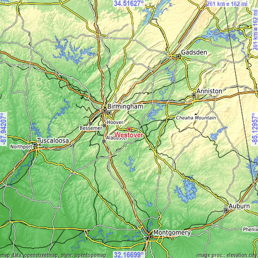 Topographic map of Westover