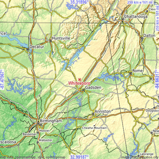 Topographic map of Whitesboro