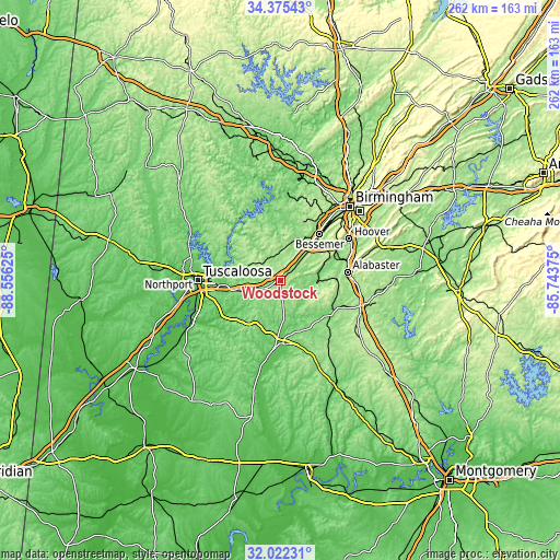 Topographic map of Woodstock