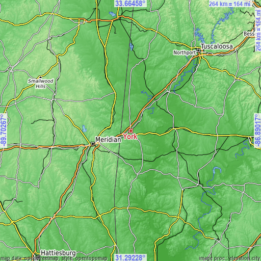 Topographic map of York