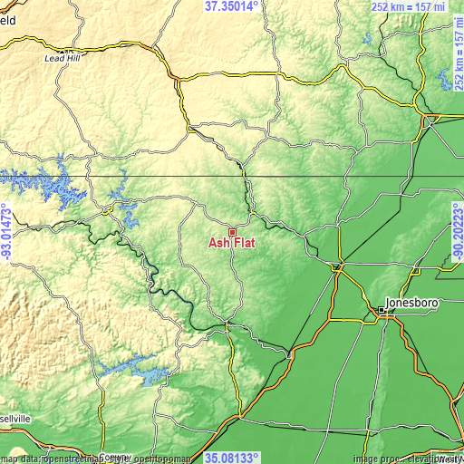 Topographic map of Ash Flat