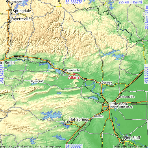 Topographic map of Atkins