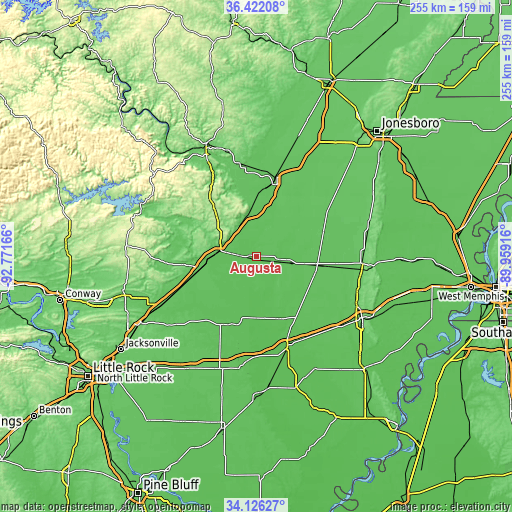 Topographic map of Augusta