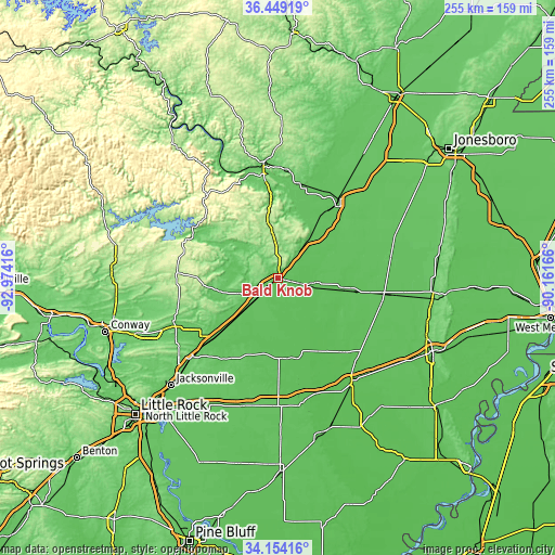 Topographic map of Bald Knob