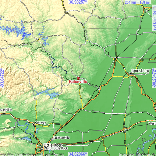 Topographic map of Batesville