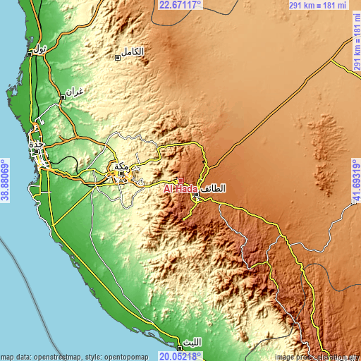 Topographic map of Al Hadā