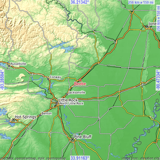 Topographic map of Beebe