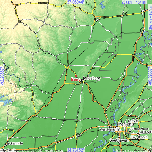 Topographic map of Bono