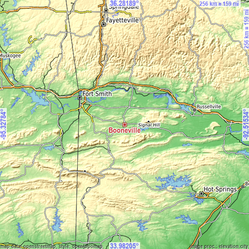 Topographic map of Booneville