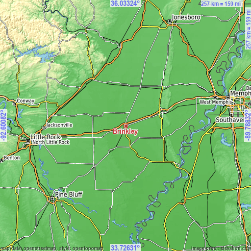 Topographic map of Brinkley