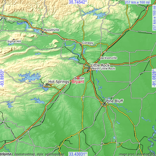 Topographic map of Bryant
