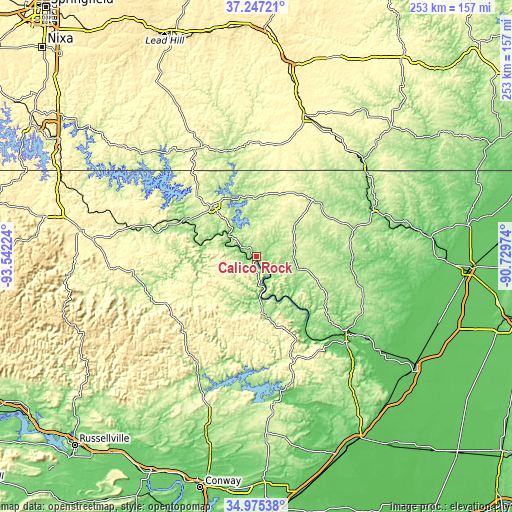 Topographic map of Calico Rock